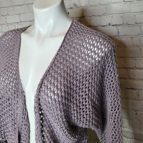 Don't Ask Why Open Knit Crochet Cardigan - Dusty Purple - One Size - Picture 2 of 11